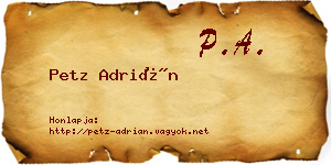 Petz Adrián névjegykártya